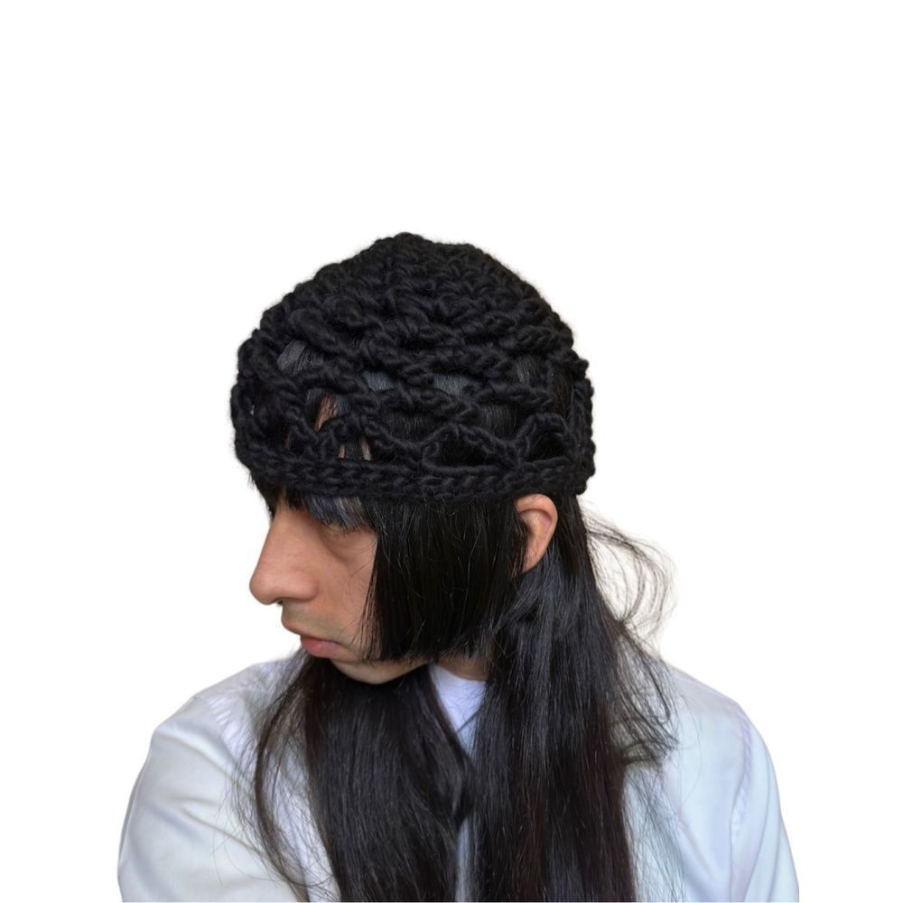 handmade subversive beanie crochet mesh goth bucket hat grunge anime helmet